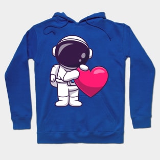 Astronaut Holding Love Heart Cartoon Hoodie